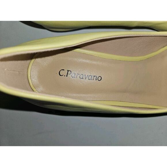 New! C.Paravano Leather Pointed Toe Flats Crystal Buckle Yellow US 8.5 $118 - Picture 10 of 14